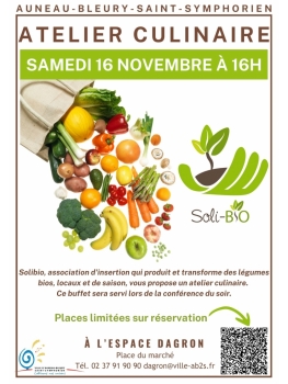 Atelier culinaire Solibio - Samedi 16 novembre à 16h - COMPLET