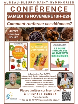 Conférence sur l'alimentation anti-inflamatoire et buffet participatif - Samedi 16 novembre à 18h