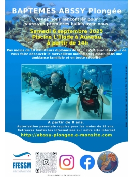 Baptêmes ABSY Plongée - Samedi 6 septembre à partir de 14h