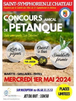 Concours amical de pétanque - Mercredi 1er mai